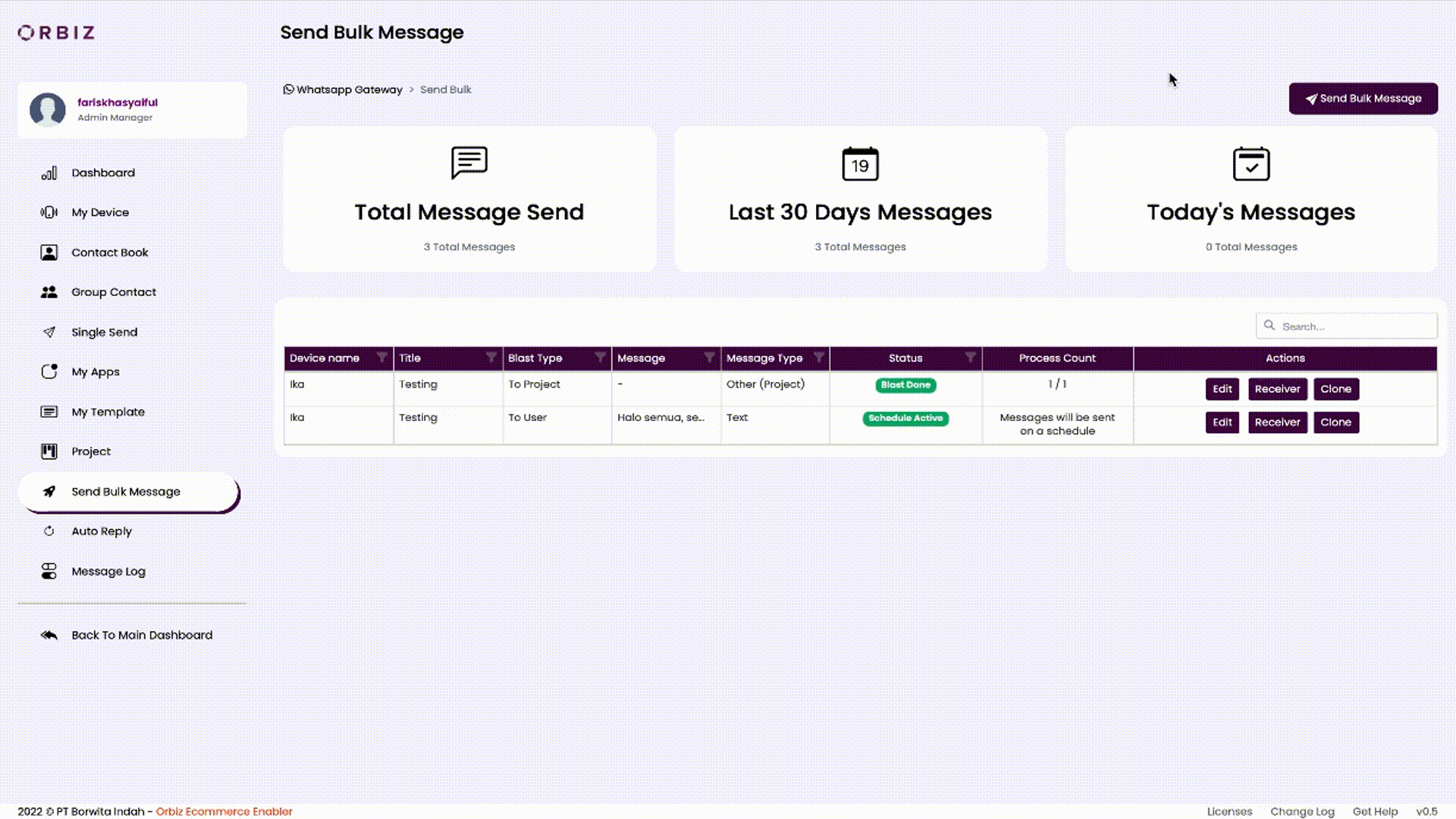 Send Bulk Message Template