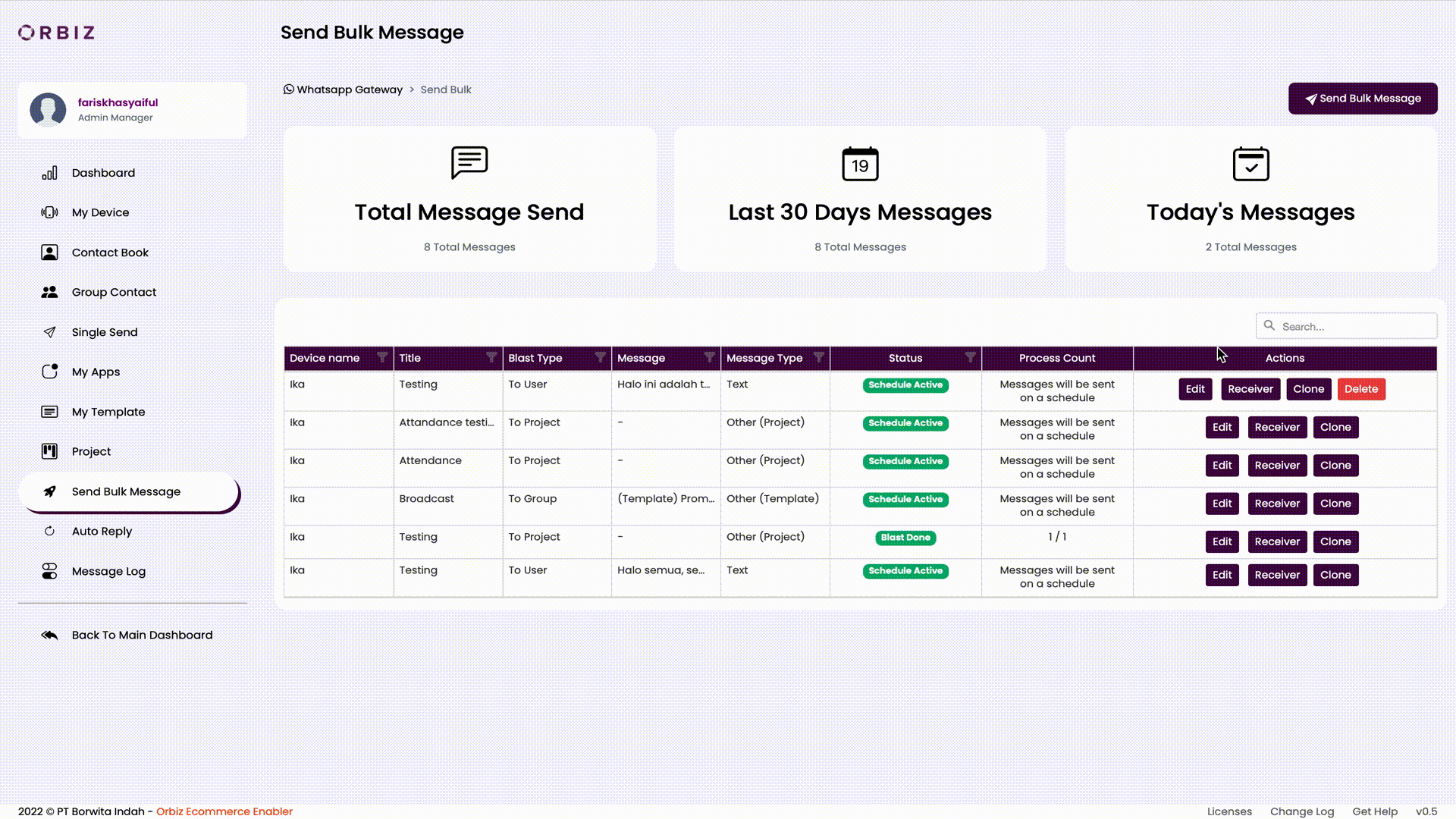 Send Bulk Message View Log Project