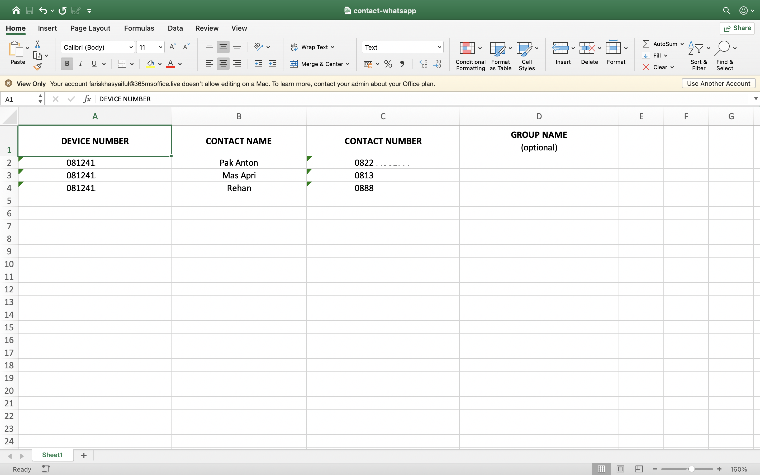 Contact Book Template