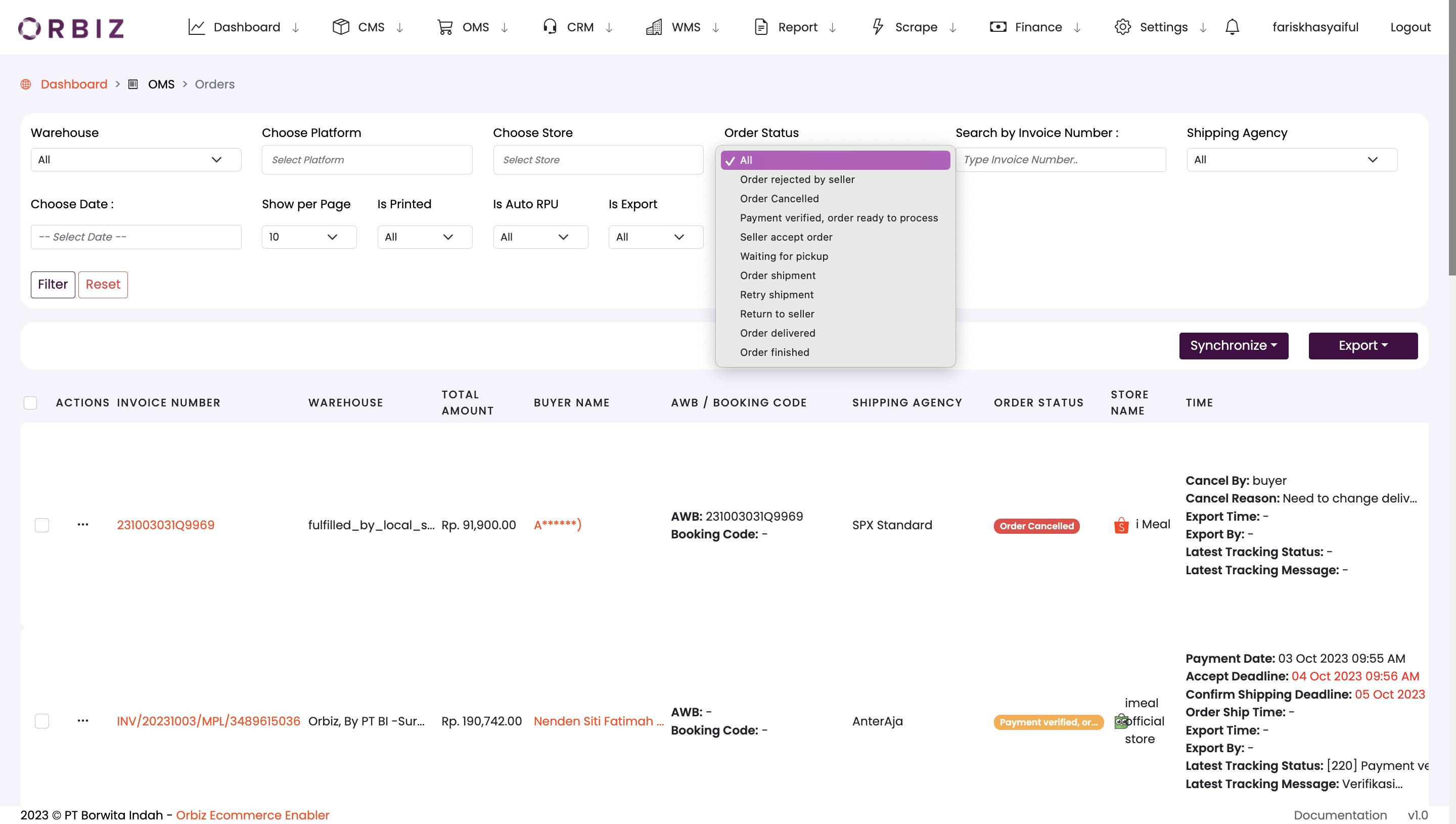 OMS Order Status