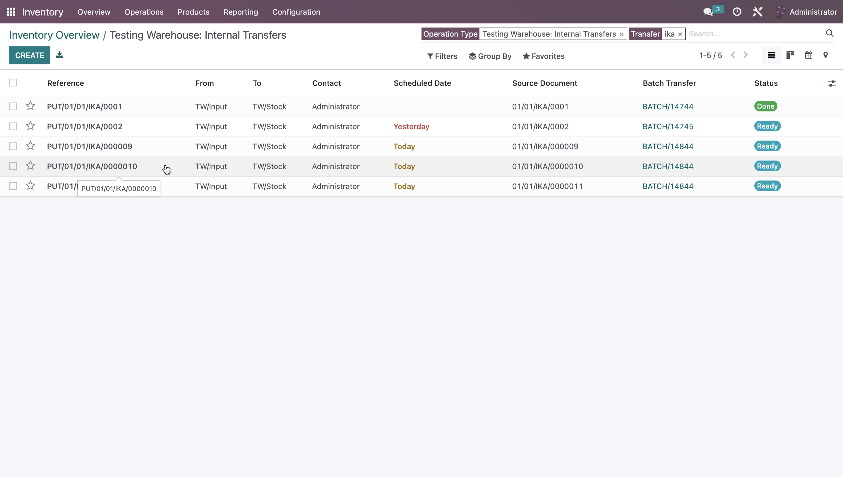 Inbound Internal Transfer Kode Batch