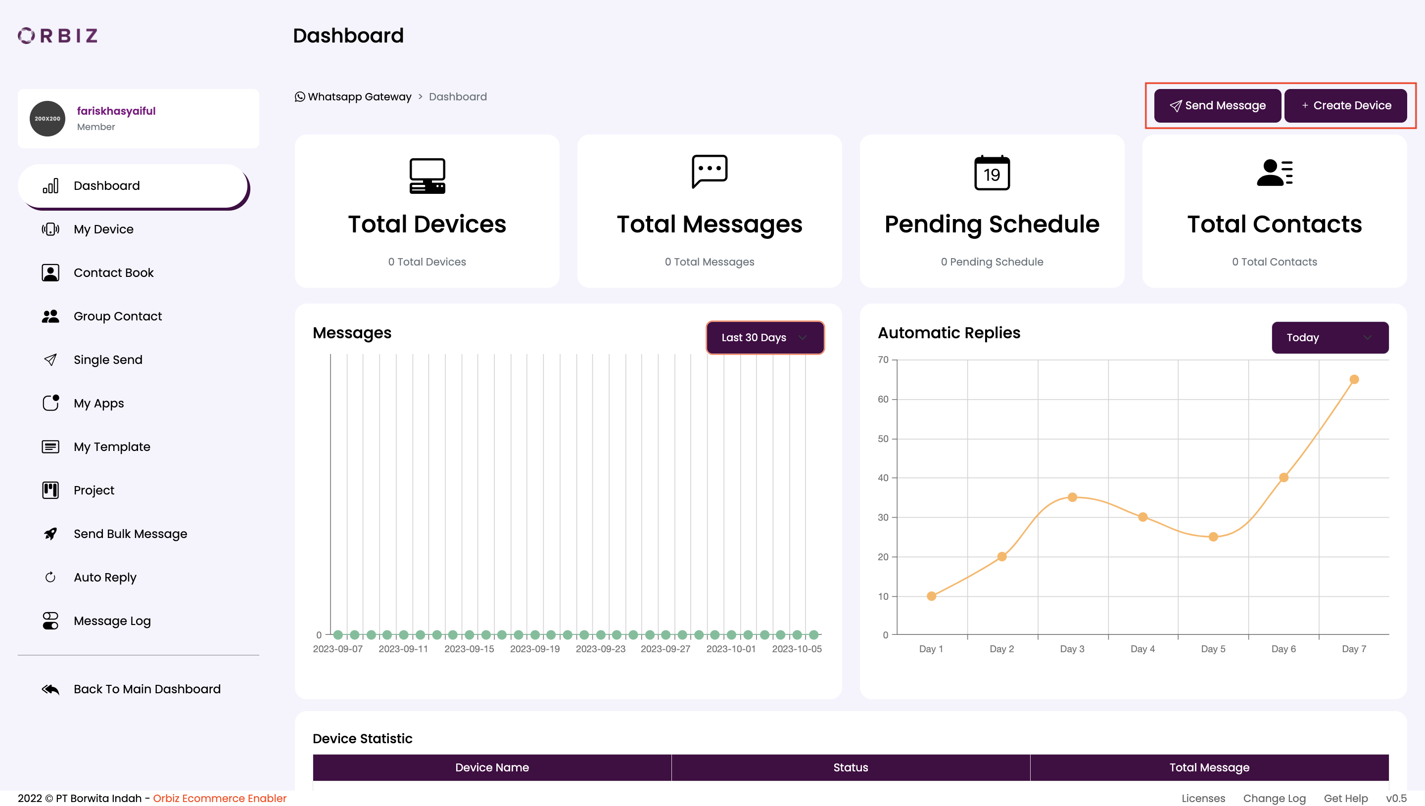 WhatsApp Gateway Dashboard